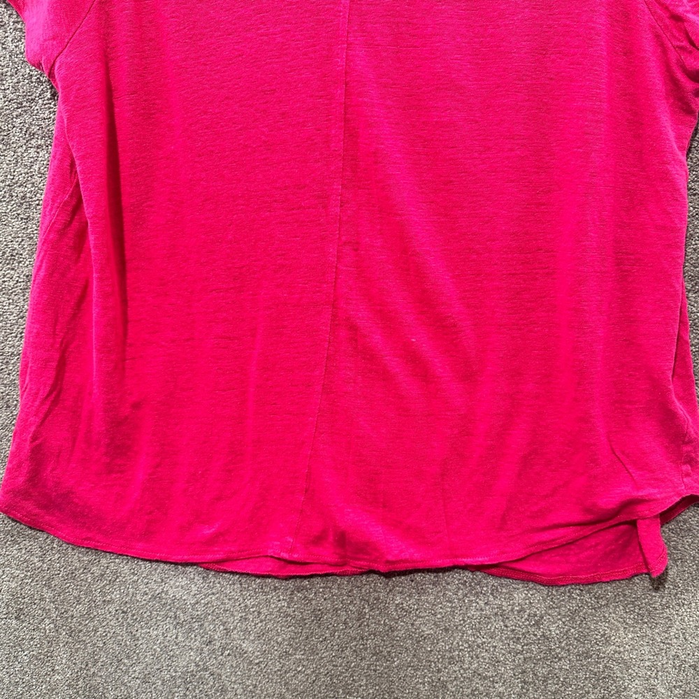 Tahari Blouse Top Women 2X Pink 100% Linen V Neck‎ Short Sleeve T-Shirt - Picture 9 of 11